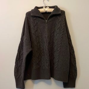 Dark grey wool blend 1/4 zip sweater. Size XXL J Crew
